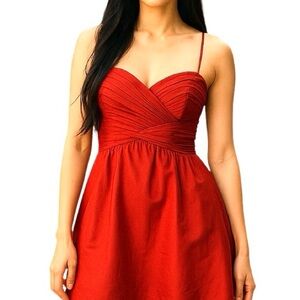 Liliana Red Spaghetti Strap Ruched Bodice Fit Flare Dress Party Cocktail 4 NWT